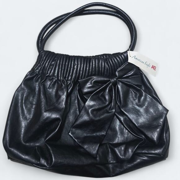American Eagle Black Soft Vinyl Purse New With Tags - Picture 1 of 2